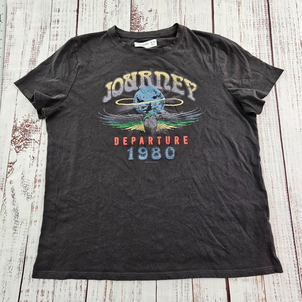 Journey Departure 1980 Black‎ Short Sleeve Cotton Blend T-Shirt Kids 15/16